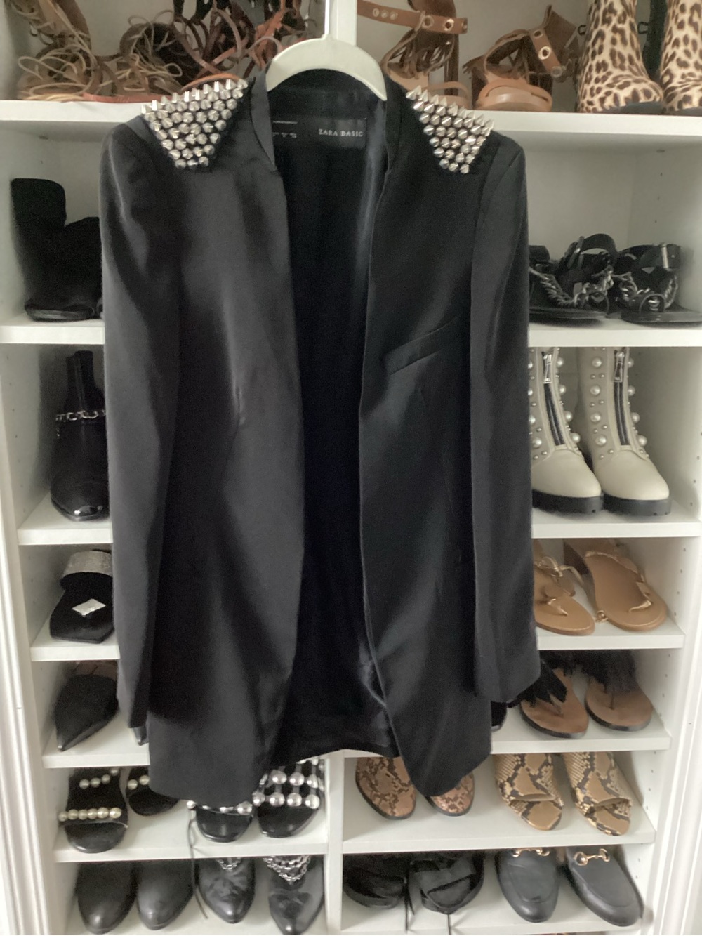 Zara Black Blazer with Silver Studded Shoulders